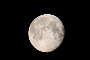 Photo of the Moon taken with a DSLR camera and a 20cm Newtonian telescope, 22. 3. 2019.