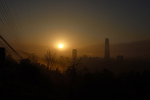 Sunrise in Santiago, Chile.